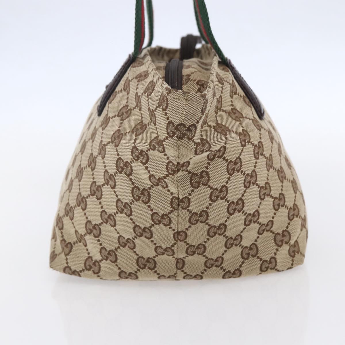 GUCCI GG Canvas Web Sherry Line Hand Bag Beige Red 131228 Auth ep12017
