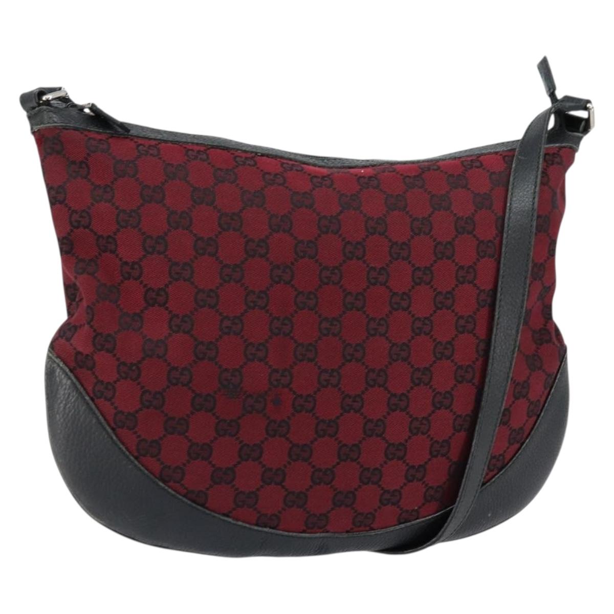 GUCCI GG Canvas Shoulder Bag Outlet Red Silver 272380 Auth ep12018