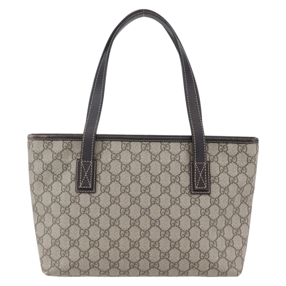 GUCCI GG Supreme Tote Bag PVC Beige Silver 211138 Auth ep12020
