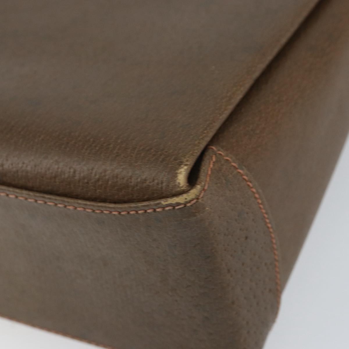 GUCCI Shoulder Bag Leather Brown Gold Auth ep12021