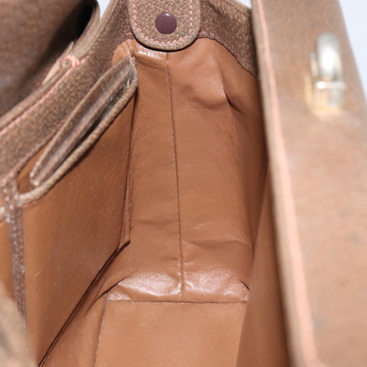 GUCCI Shoulder Bag Leather Brown Gold Auth ep12021