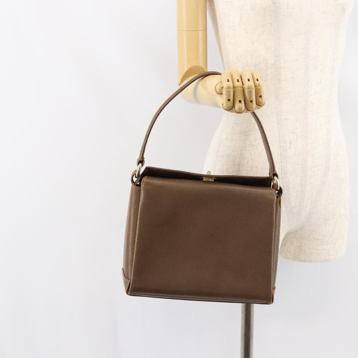 GUCCI Shoulder Bag Leather Brown Gold Auth ep12021