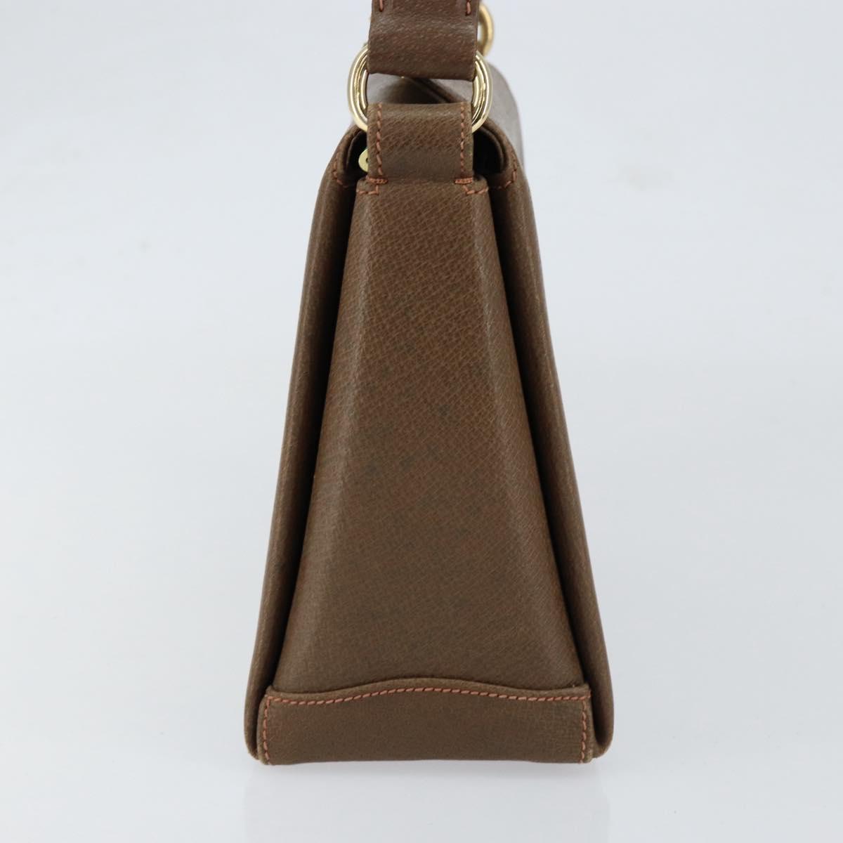 GUCCI Shoulder Bag Leather Brown Gold Auth ep12021