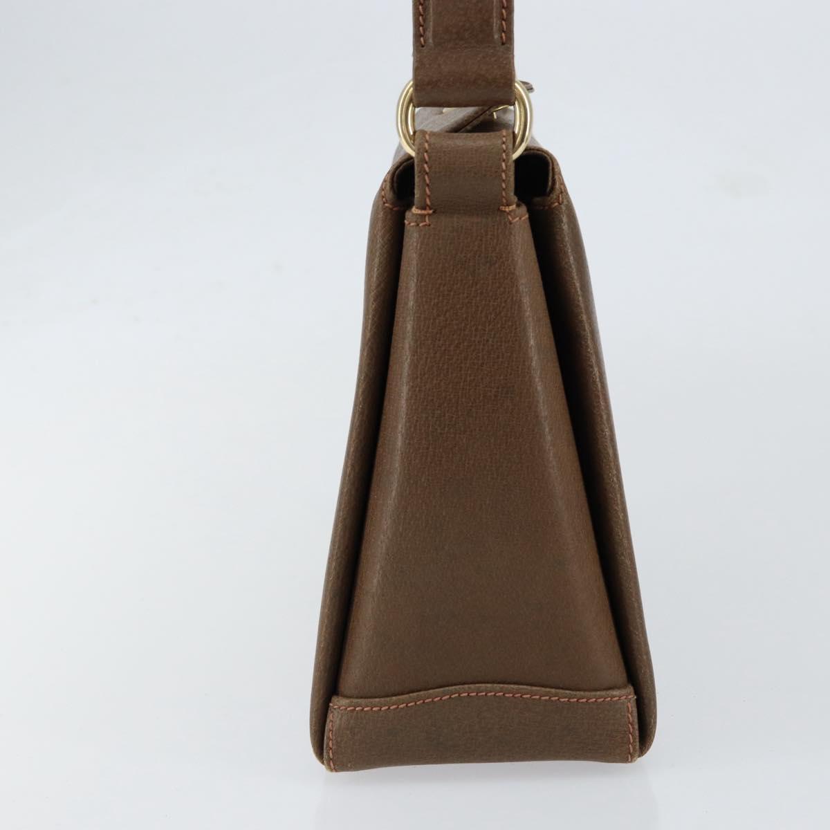 GUCCI Shoulder Bag Leather Brown Gold Auth ep12021