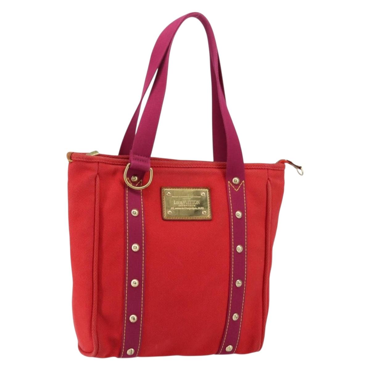 LOUIS VUITTON Antigua Cabas MM Tote Bag Red M40034 LV Auth ep12022