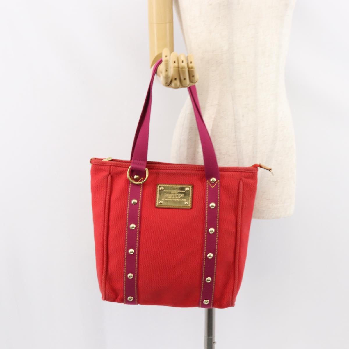LOUIS VUITTON Antigua Cabas MM Tote Bag Red M40034 LV Auth ep12022