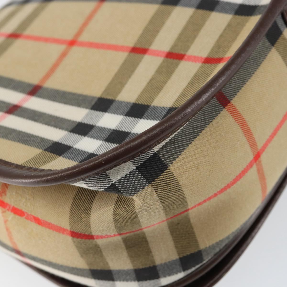 Burberrys Nova Check Shoulder Bag Canvas Beige Gold Auth ep12026