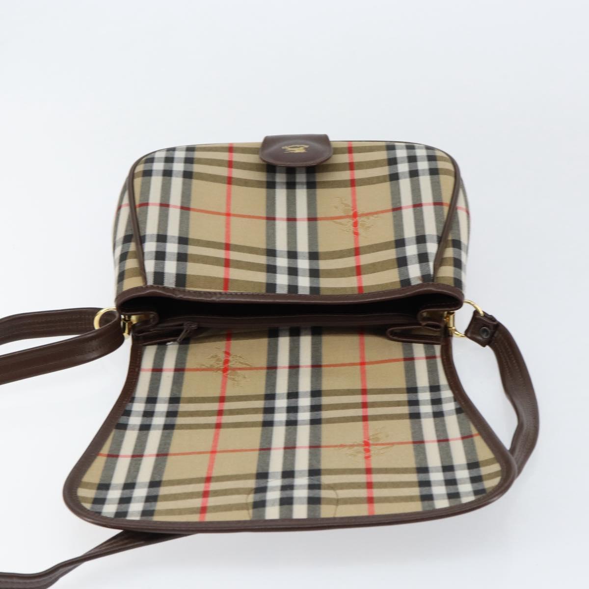 Burberrys Nova Check Shoulder Bag Canvas Beige Gold Auth ep12026