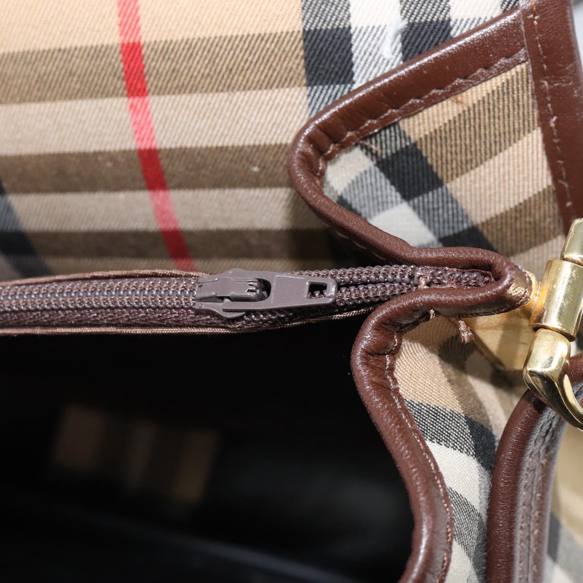 Burberrys Nova Check Shoulder Bag Canvas Beige Gold Auth ep12026