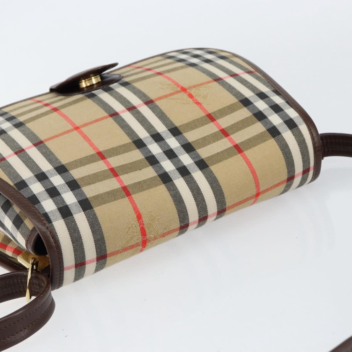 Burberrys Nova Check Shoulder Bag Canvas Beige Gold Auth ep12026