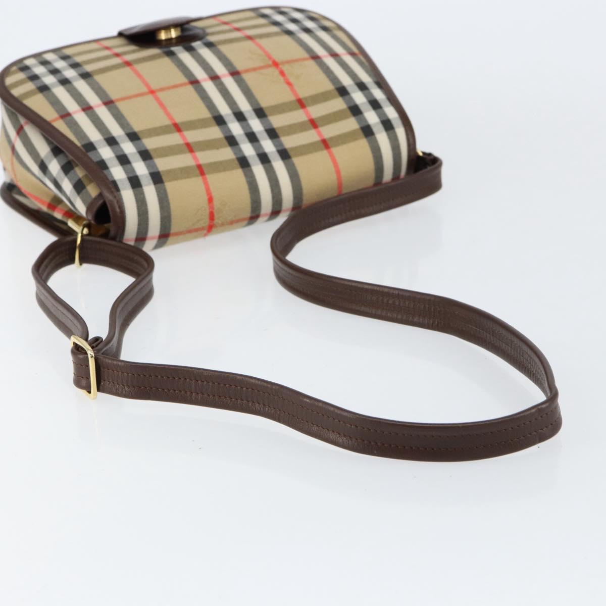 Burberrys Nova Check Shoulder Bag Canvas Beige Gold Auth ep12026