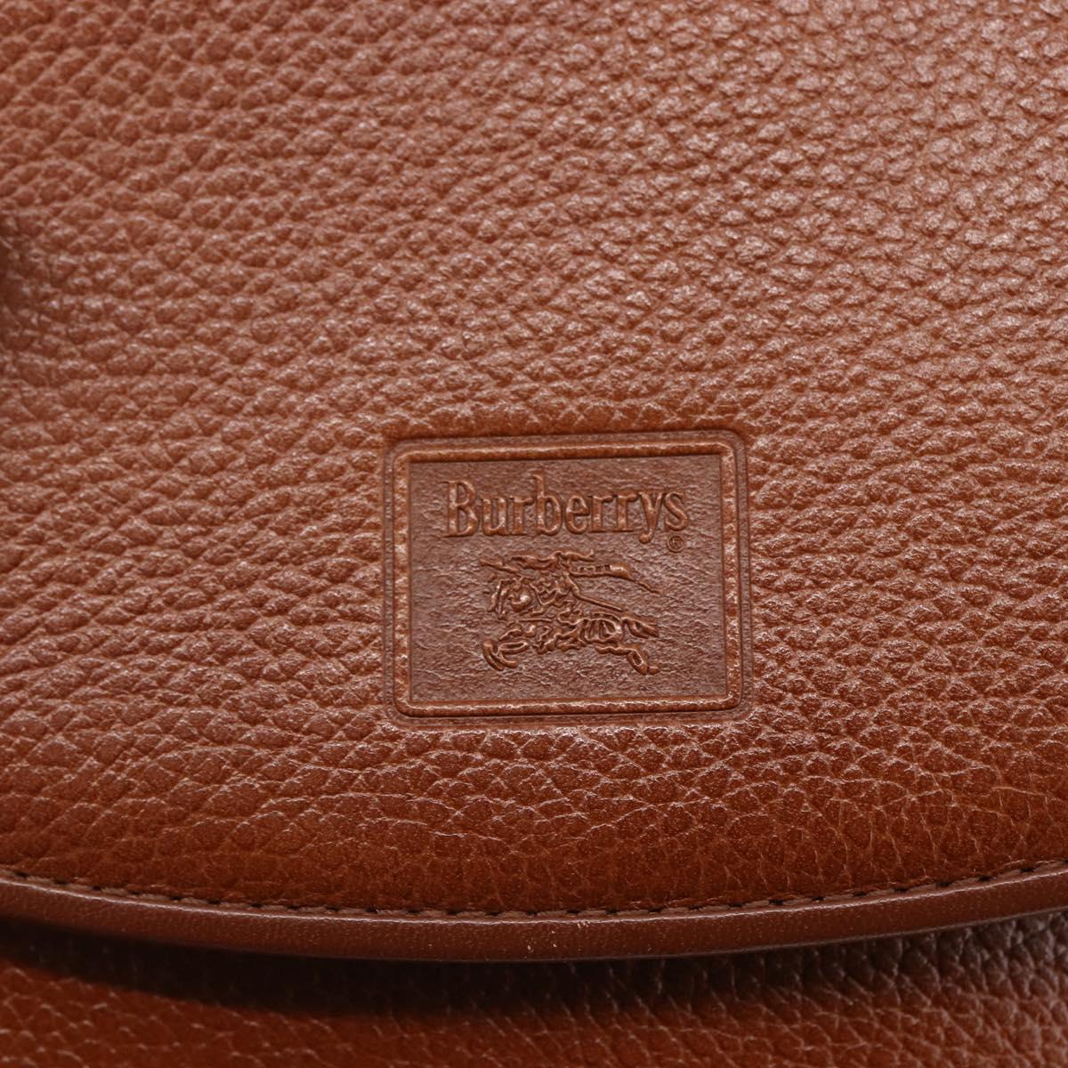 Burberrys Shoulder Bag Leather Brown Gold Auth ep12028