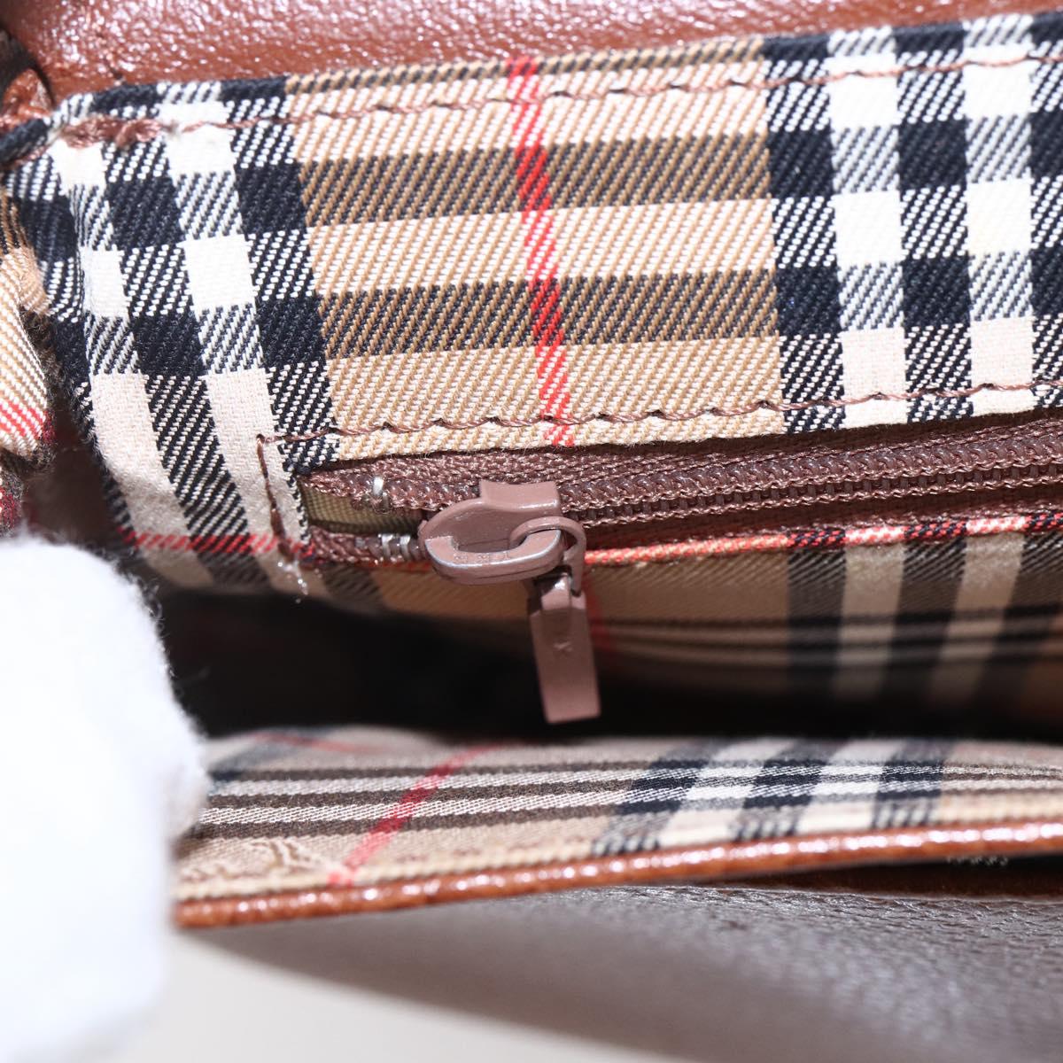 Burberrys Shoulder Bag Leather Brown Gold Auth ep12028