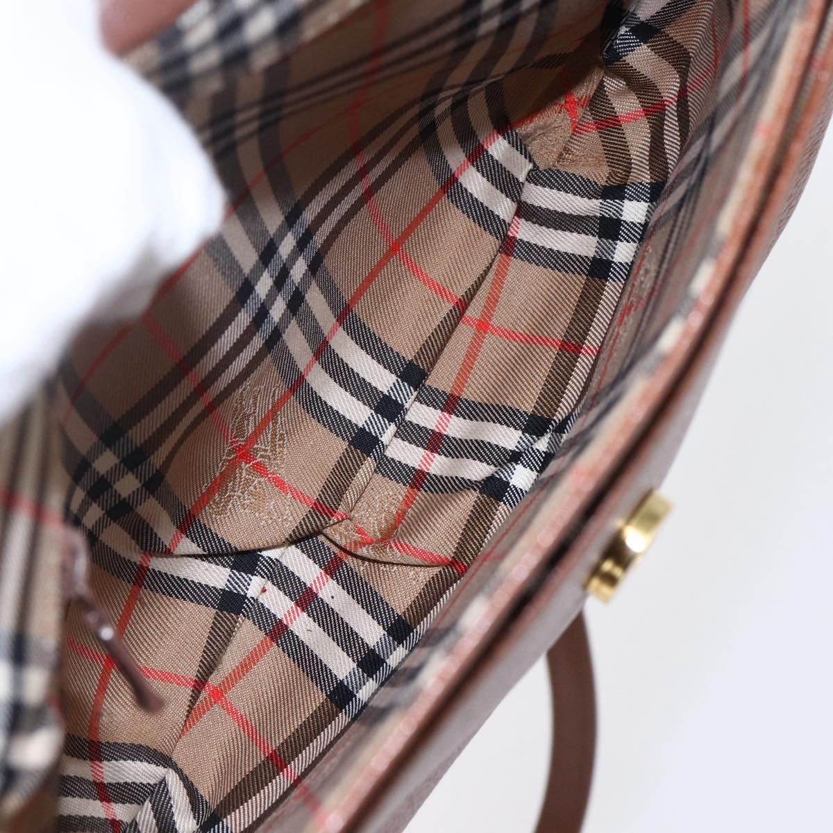 Burberrys Shoulder Bag Leather Brown Gold Auth ep12028