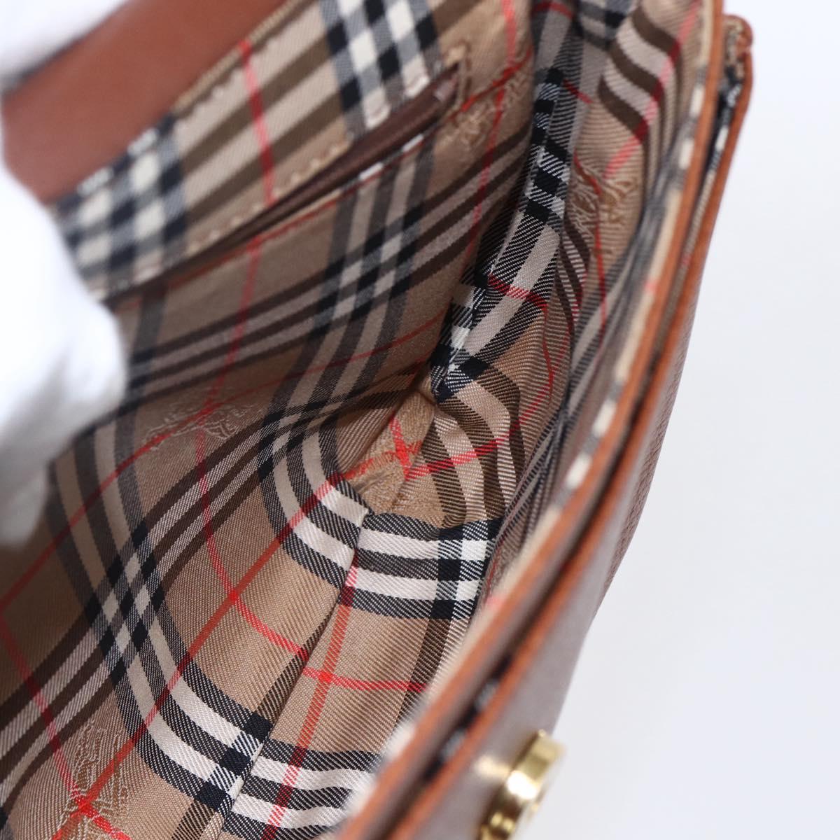 Burberrys Shoulder Bag Leather Brown Gold Auth ep12028