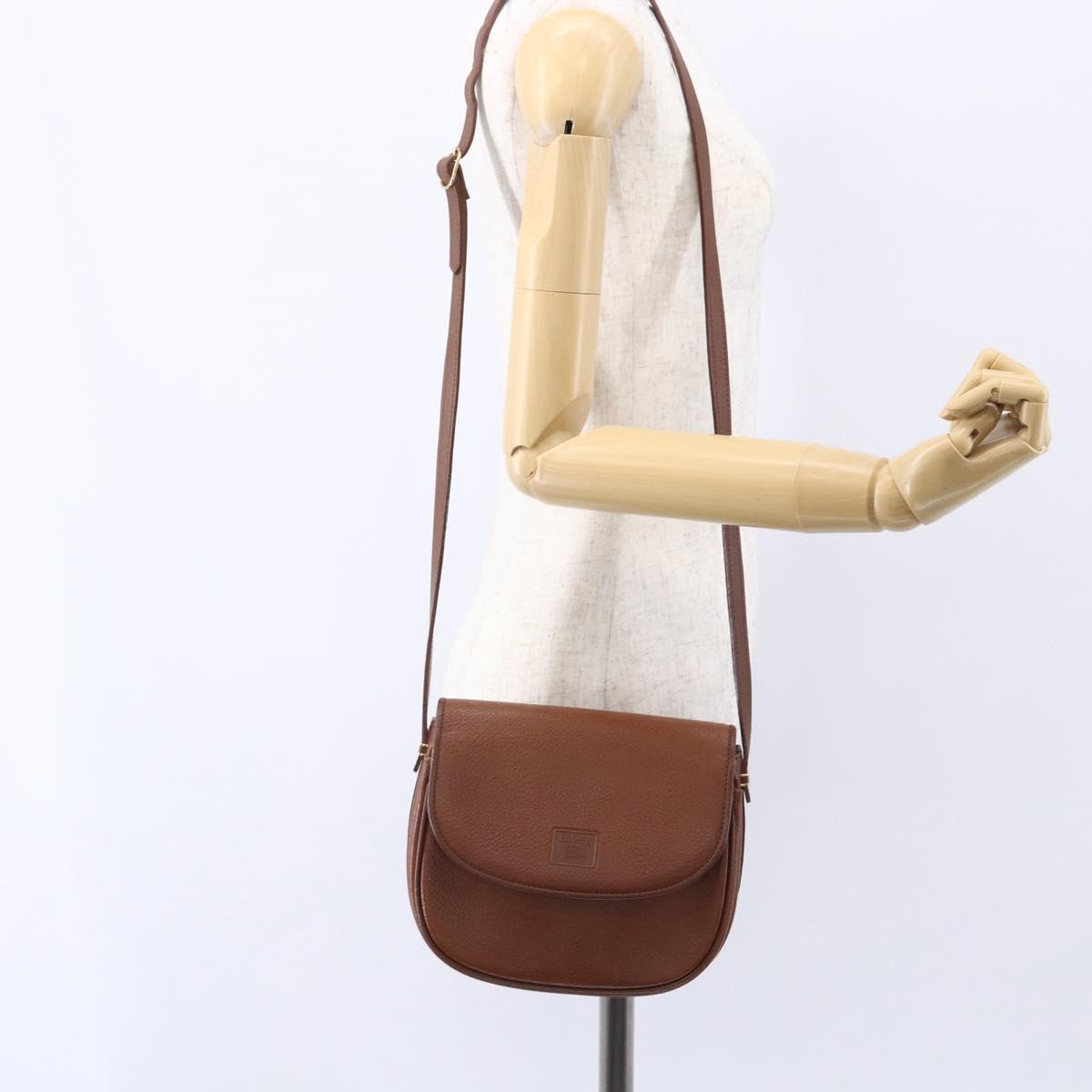 Burberrys Shoulder Bag Leather Brown Gold Auth ep12028