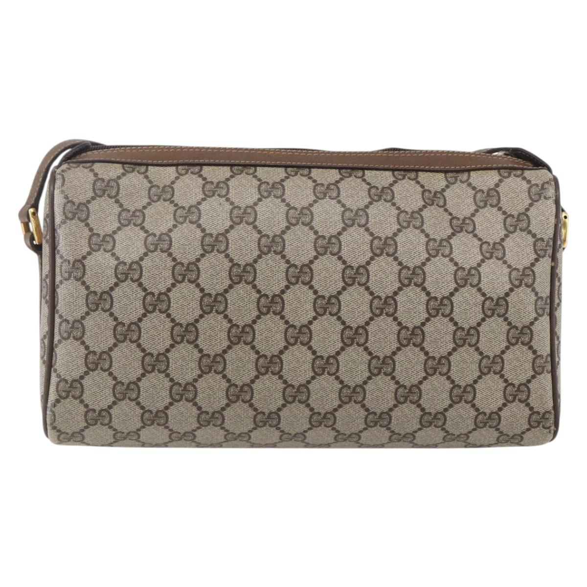 GUCCI GG Supreme Web Sherry Line Bag PVC Beige Gold 89 02 017 Auth ep12029