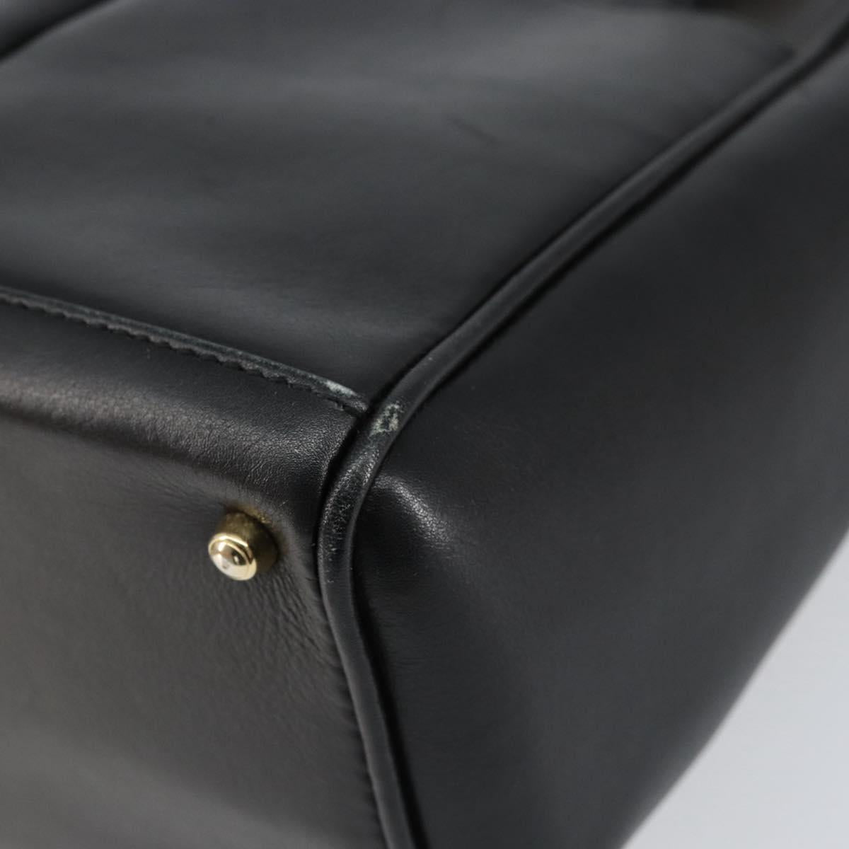 GUCCI Bamboo Hand Bag Leather Black Gold 000 122 0316 Auth ep12030