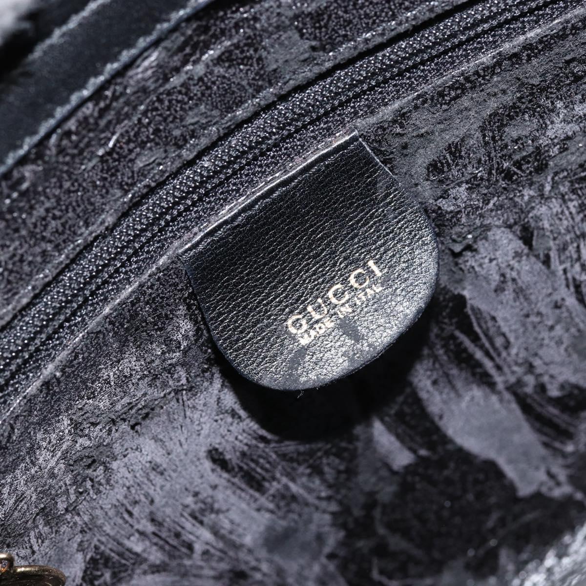 GUCCI Bamboo Hand Bag Leather Black Gold 000 122 0316 Auth ep12030