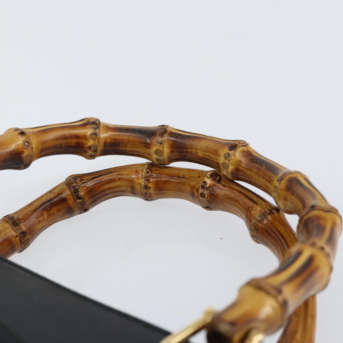 GUCCI Bamboo Hand Bag Leather Black Gold 000 122 0316 Auth ep12030