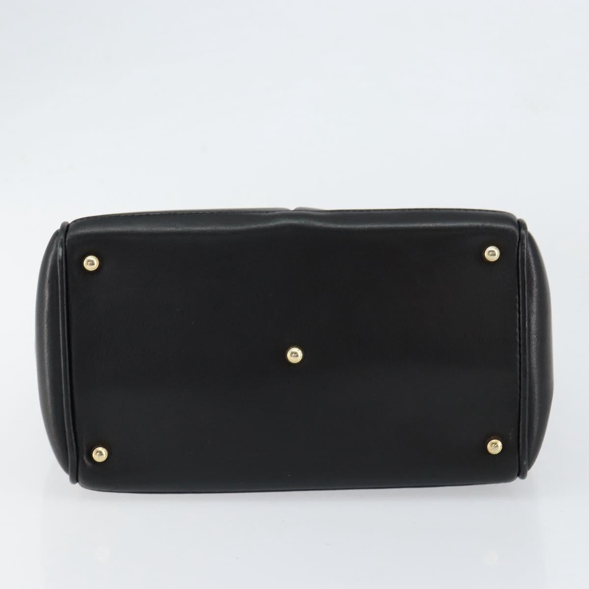 GUCCI Bamboo Hand Bag Leather Black Gold 000 122 0316 Auth ep12030