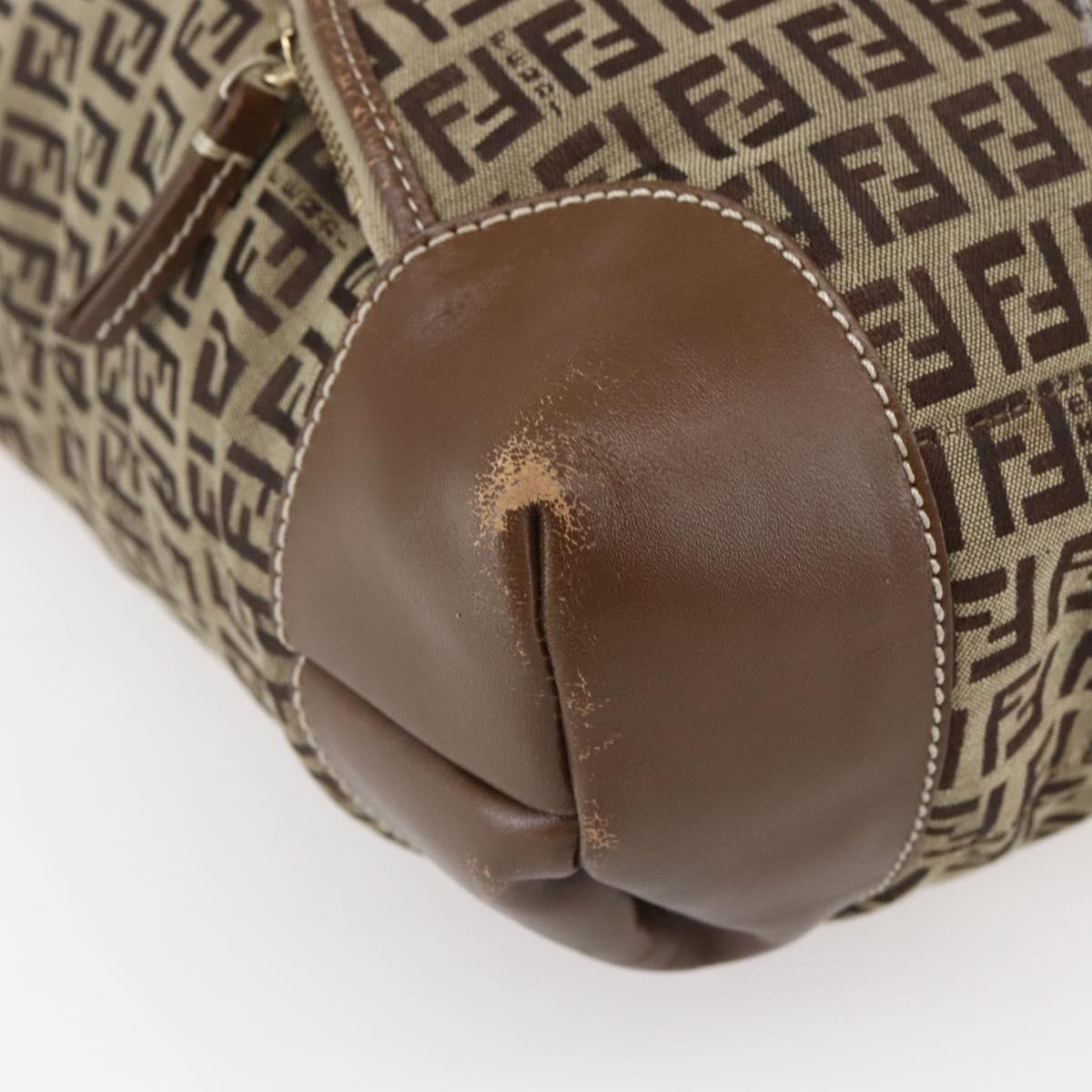 FENDI Zucchino Canvas Tote Bag Beige Gold Auth ep12032