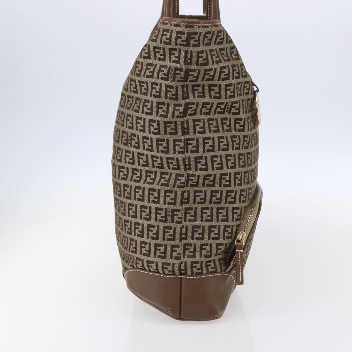 FENDI Zucchino Canvas Tote Bag Beige Gold Auth ep12032