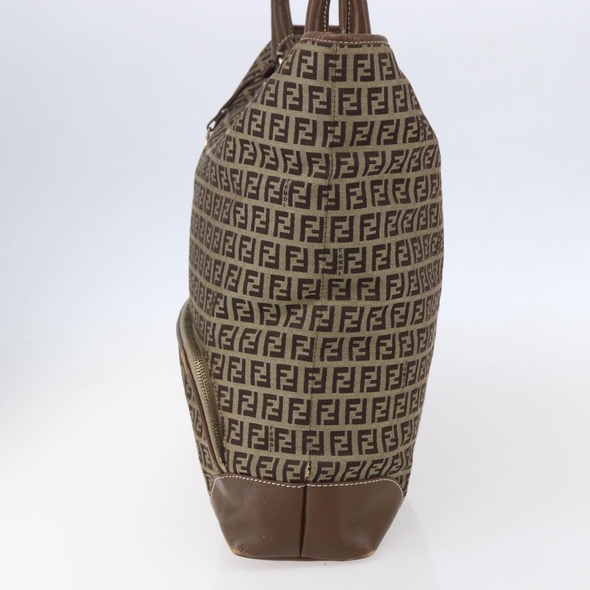 FENDI Zucchino Canvas Tote Bag Beige Gold Auth ep12032