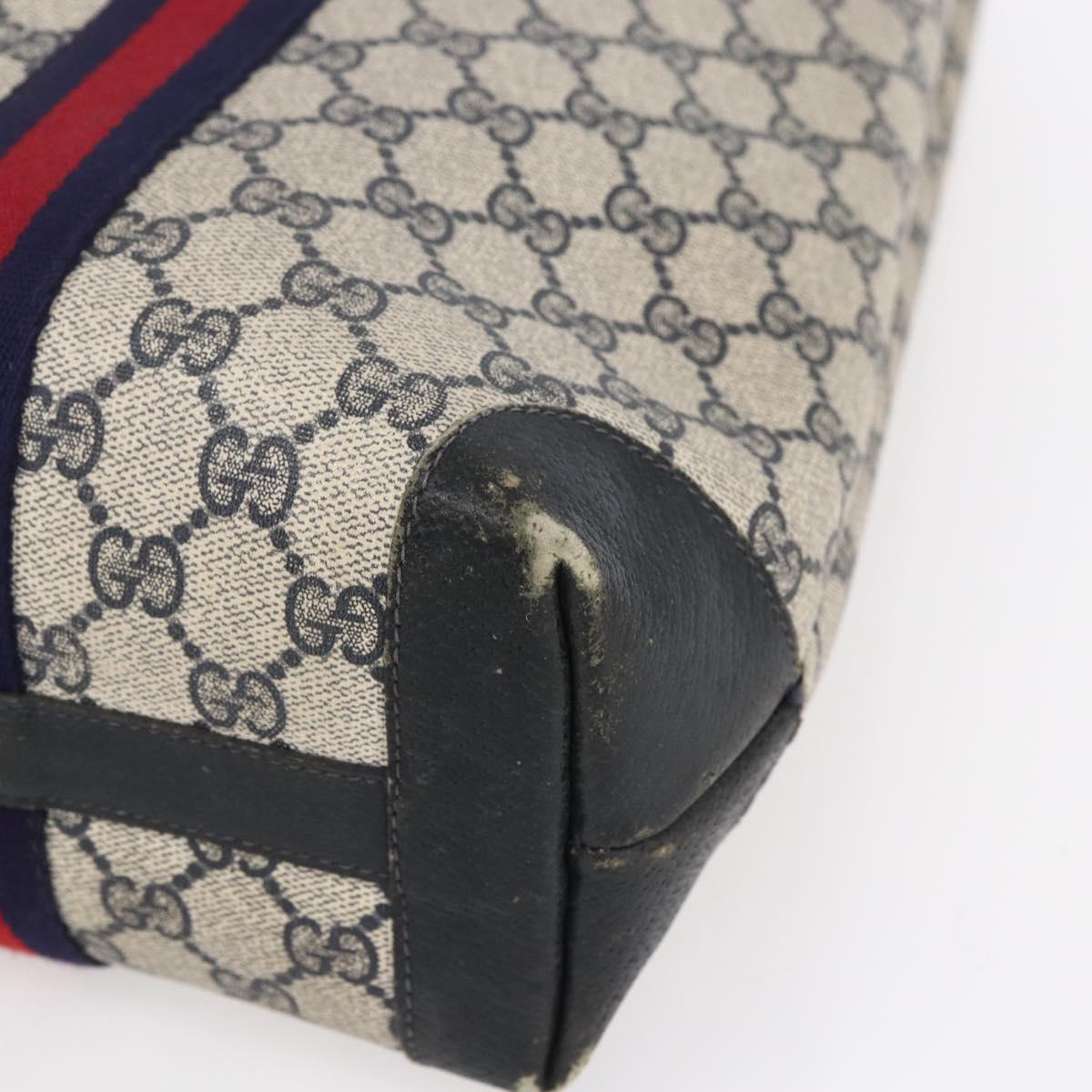 GUCCI GG Supreme Sherry Line Tote Bag PVC Navy Red Auth ep12033