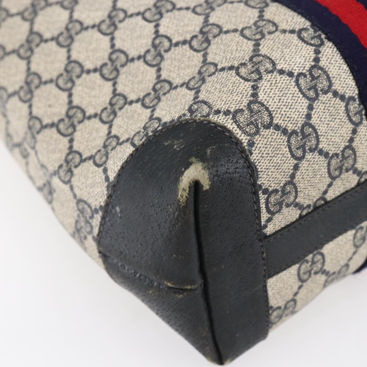 GUCCI GG Supreme Sherry Line Tote Bag PVC Navy Red Auth ep12033