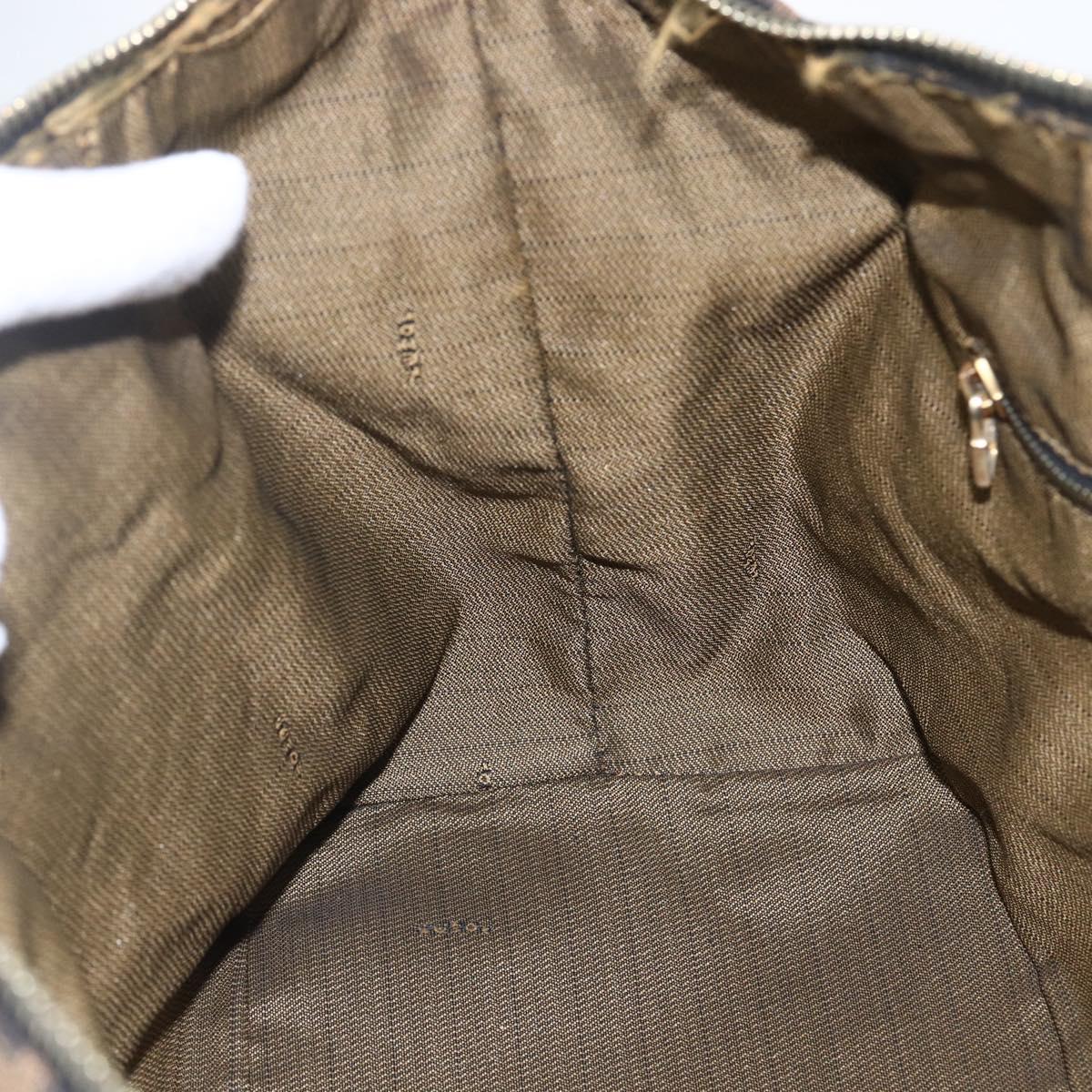 FENDI Zucca Canvas Vanity Hand Bag Black Brown gold Auth ep12035