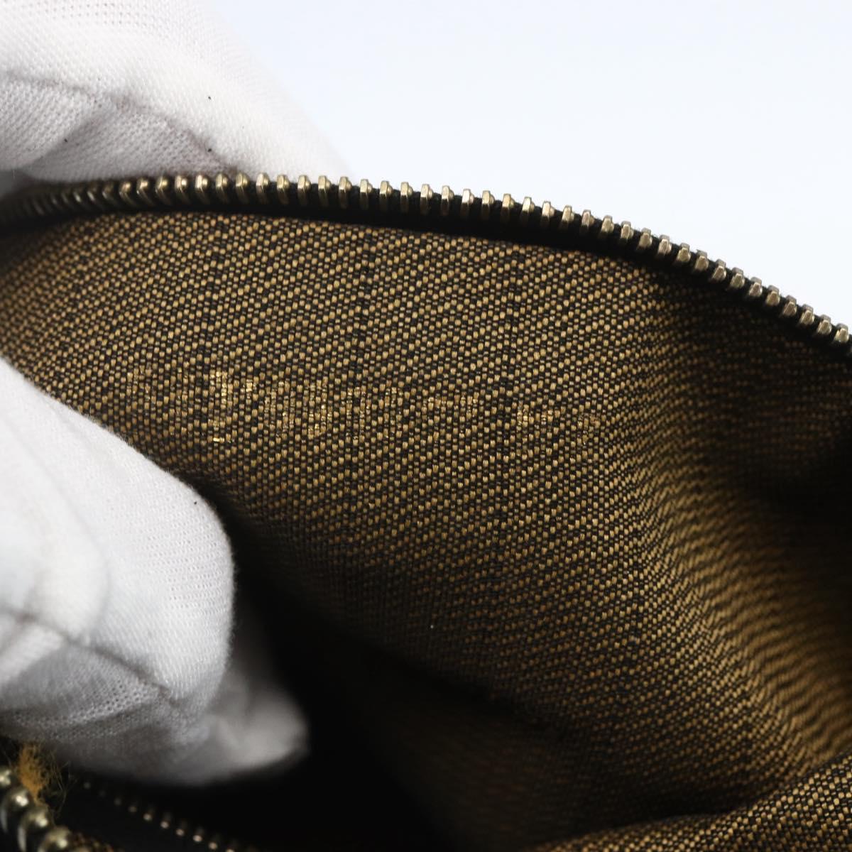 FENDI Zucca Canvas Vanity Hand Bag Black Brown gold Auth ep12035