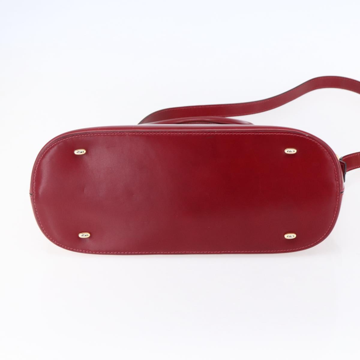 CELINE Hand Bag Leather 2way Red Gold Auth ep12038