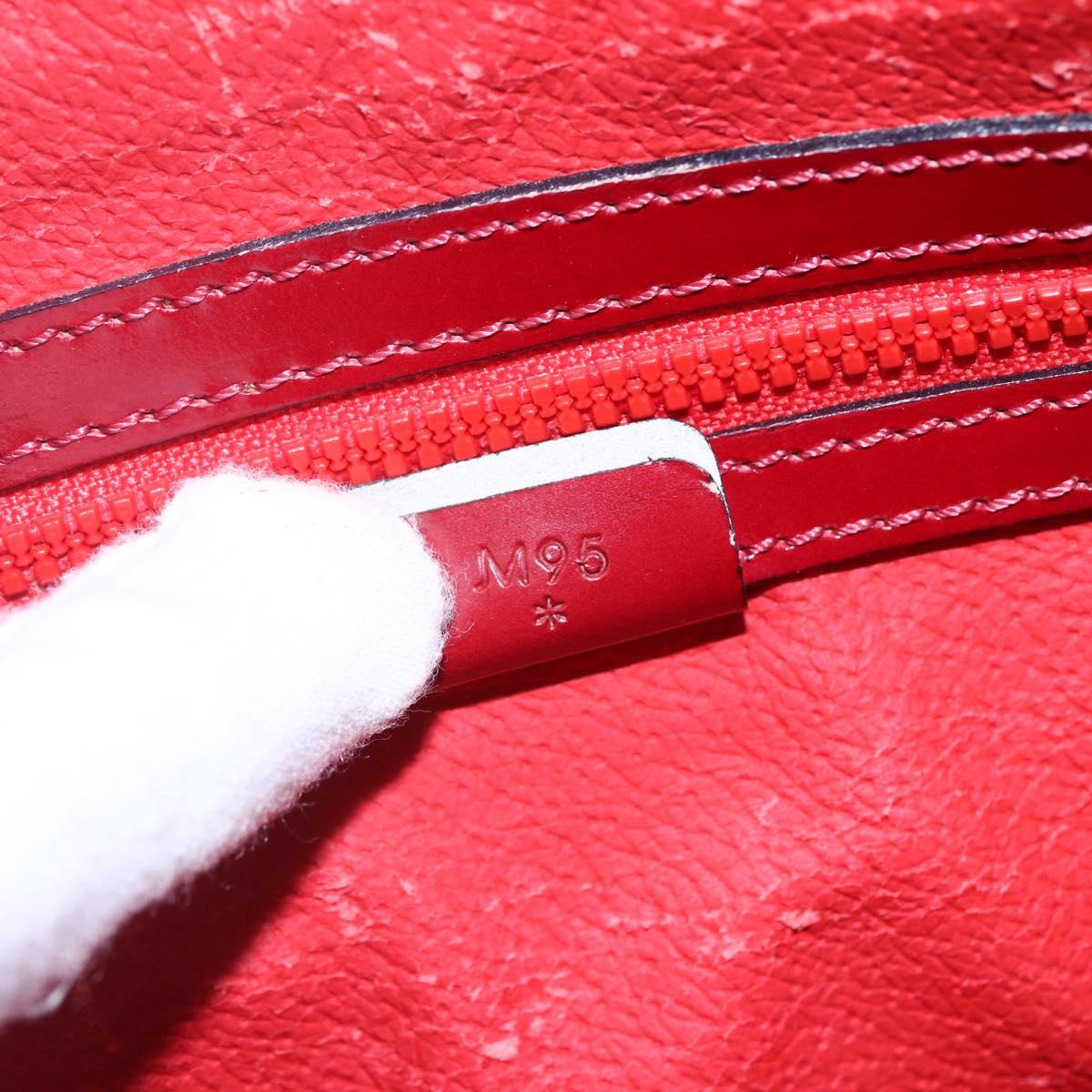 CELINE Hand Bag Leather 2way Red Gold Auth ep12038