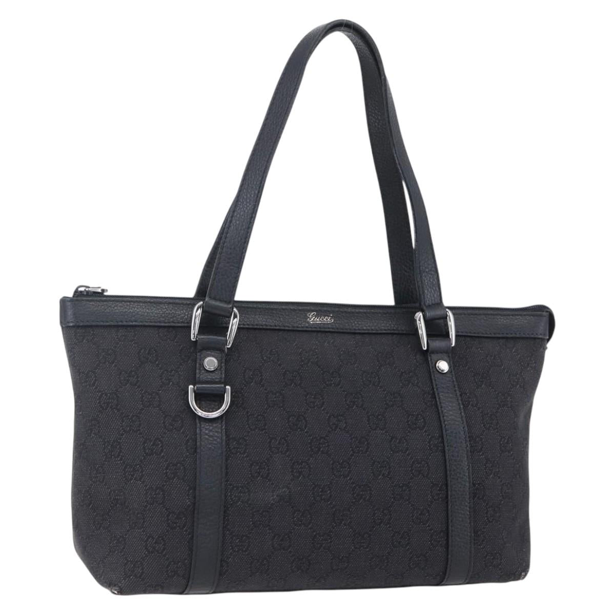 GUCCI GG Canvas Abbey Tote Bag Outlet Black Silver 268640 Auth ep12041