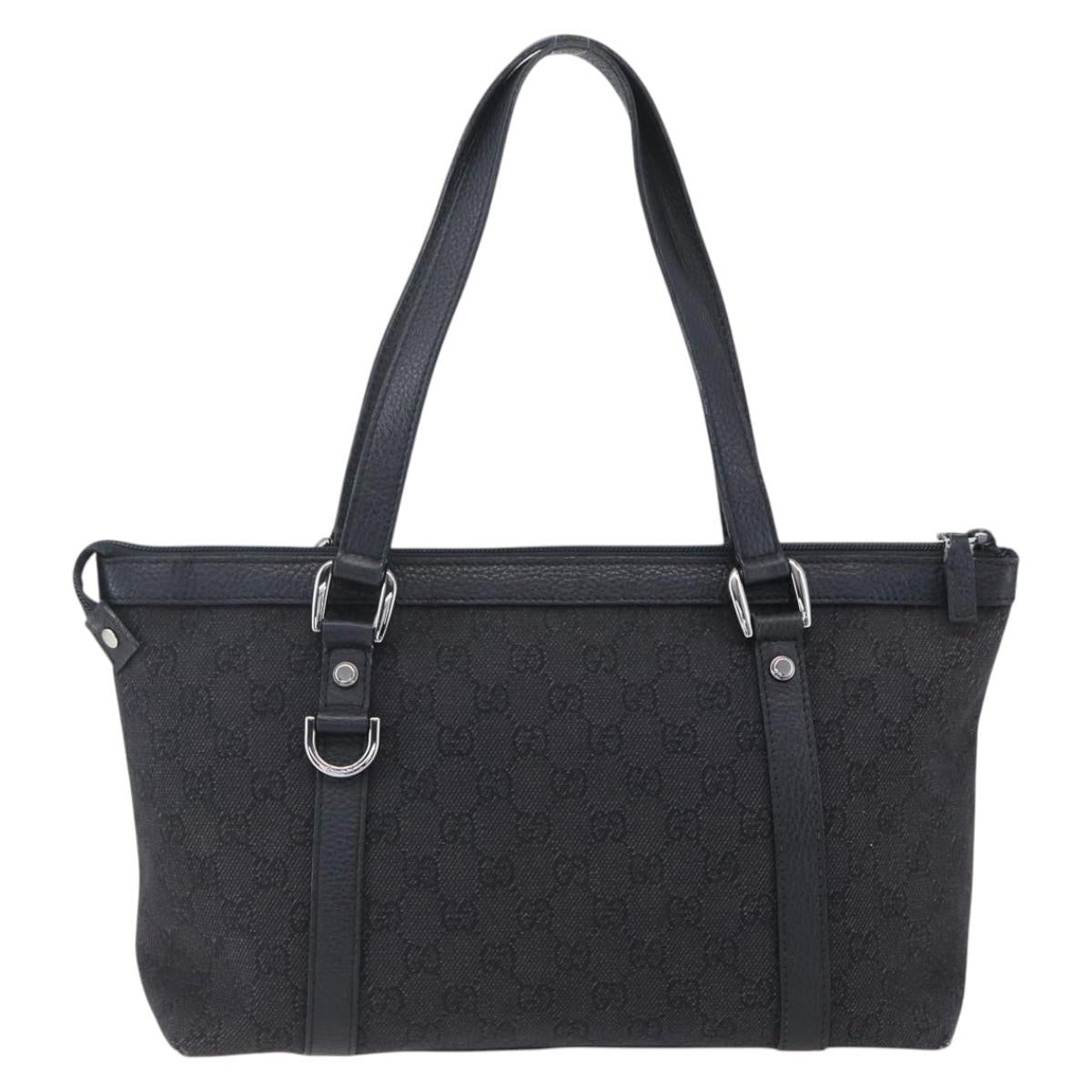 GUCCI GG Canvas Abbey Tote Bag Outlet Black Silver 268640 Auth ep12041