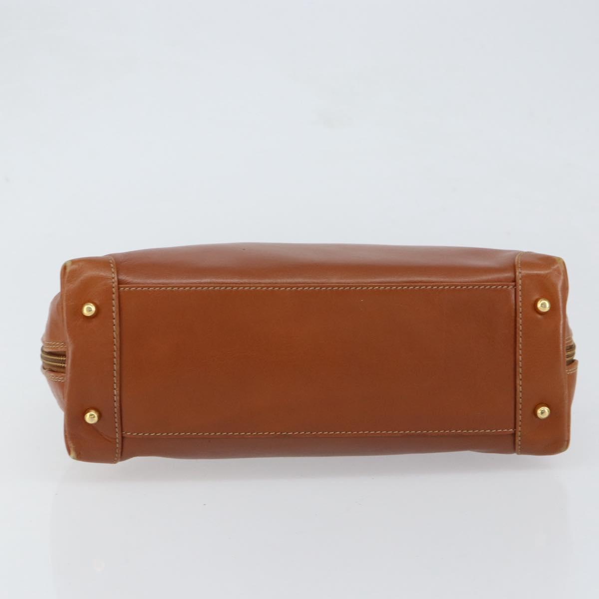 GUCCI Bamboo Hand Bag Leather Brown Gold Auth ep12042