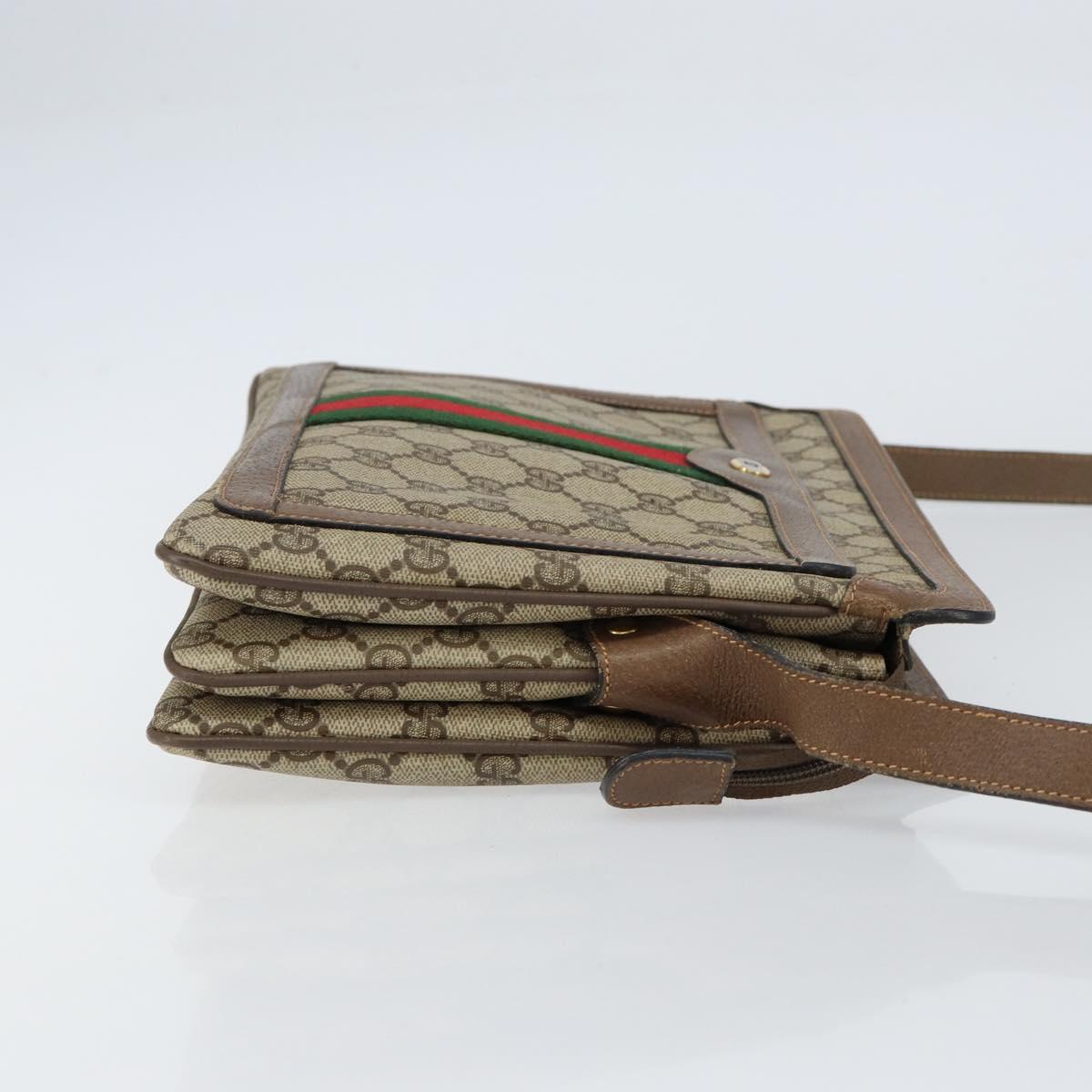 GUCCI GG Supreme Web Sherry Line Bag PVC Beige Gold 904 02 013 Auth ep12043