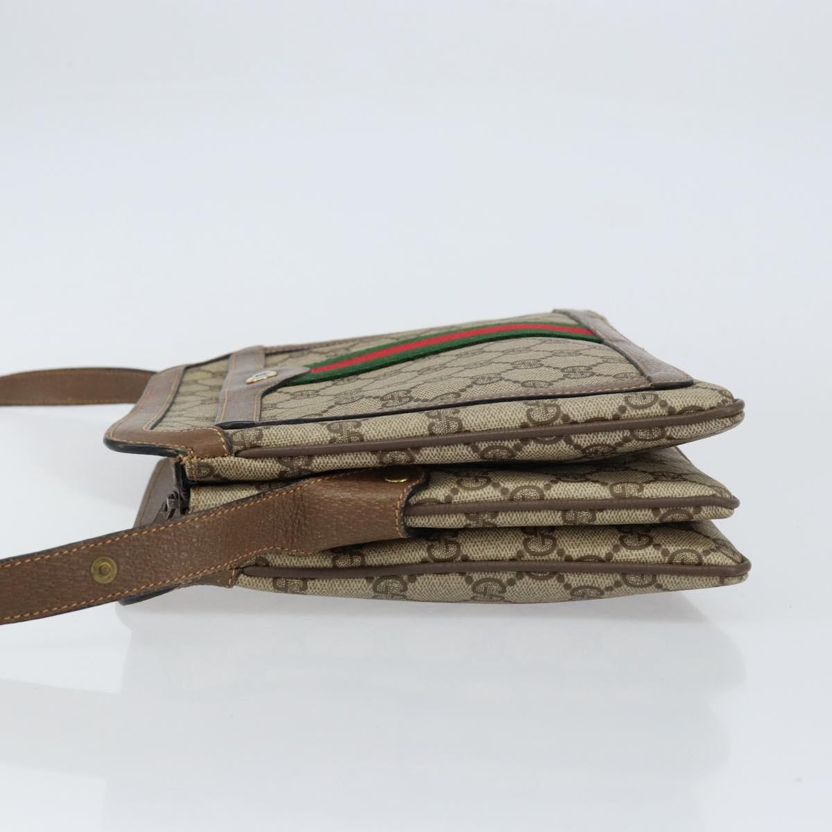 GUCCI GG Supreme Web Sherry Line Bag PVC Beige Gold 904 02 013 Auth ep12043