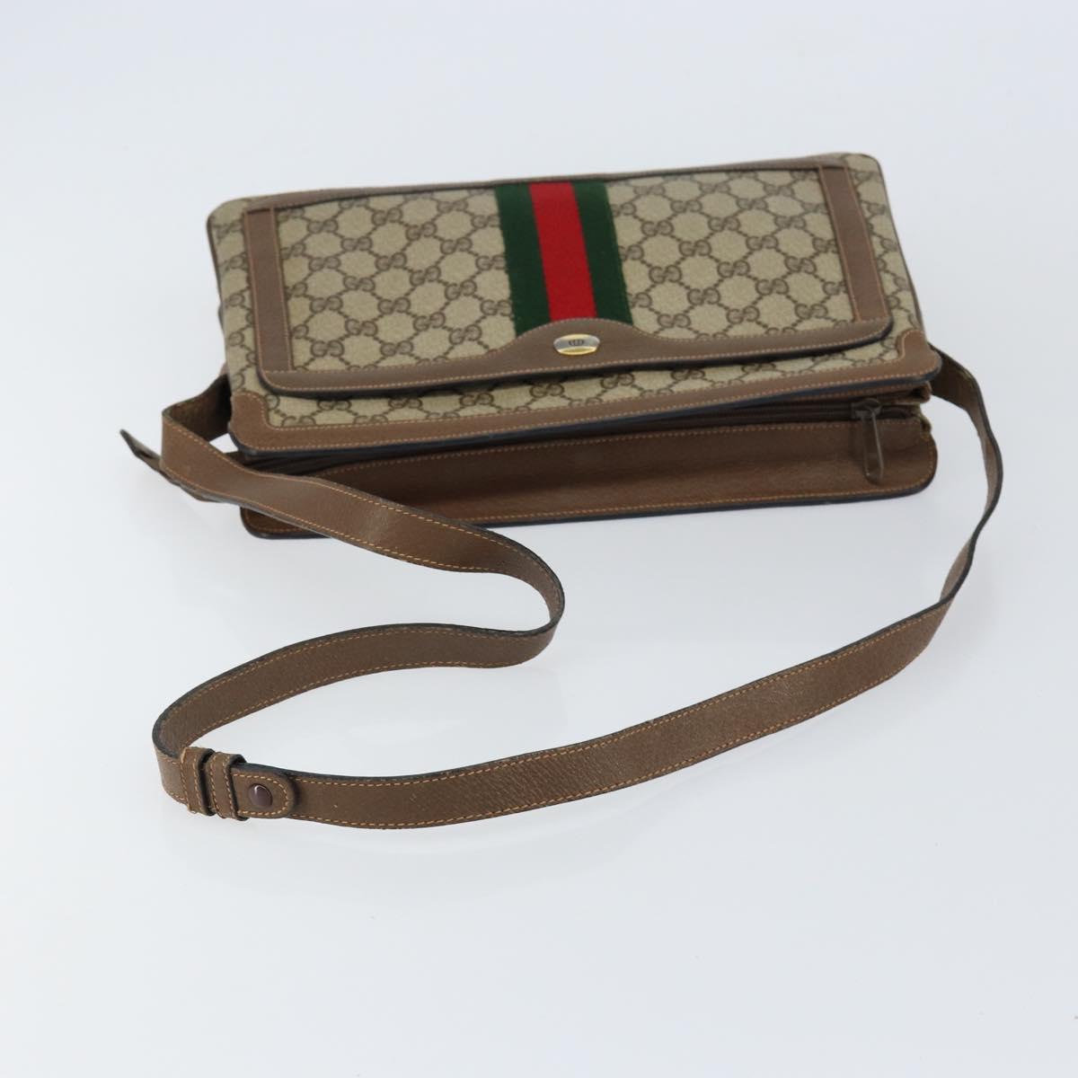 GUCCI GG Supreme Web Sherry Line Bag PVC Beige Gold 904 02 013 Auth ep12043