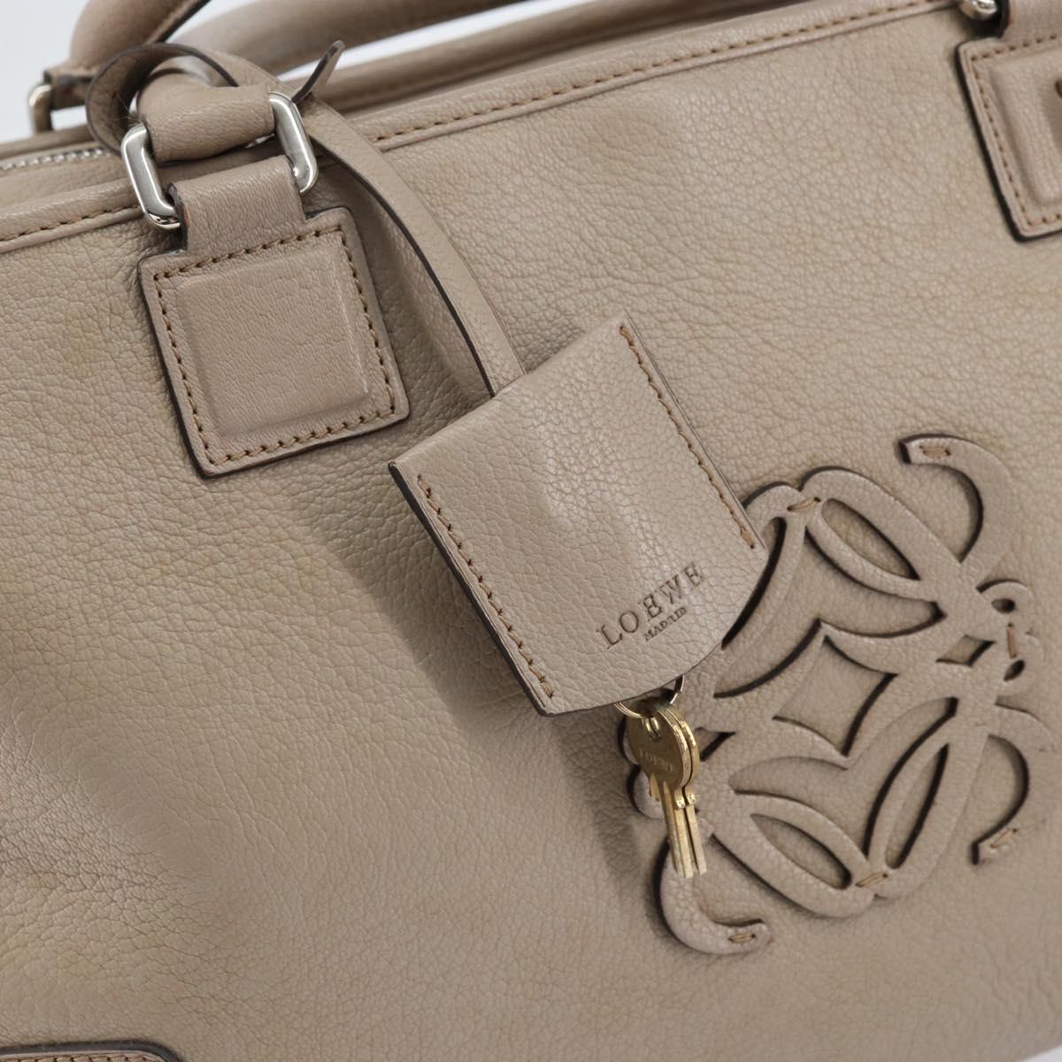 LOEWE Anagram Amazona 36 Hand Bag Leather Gray Silver Auth ep12046