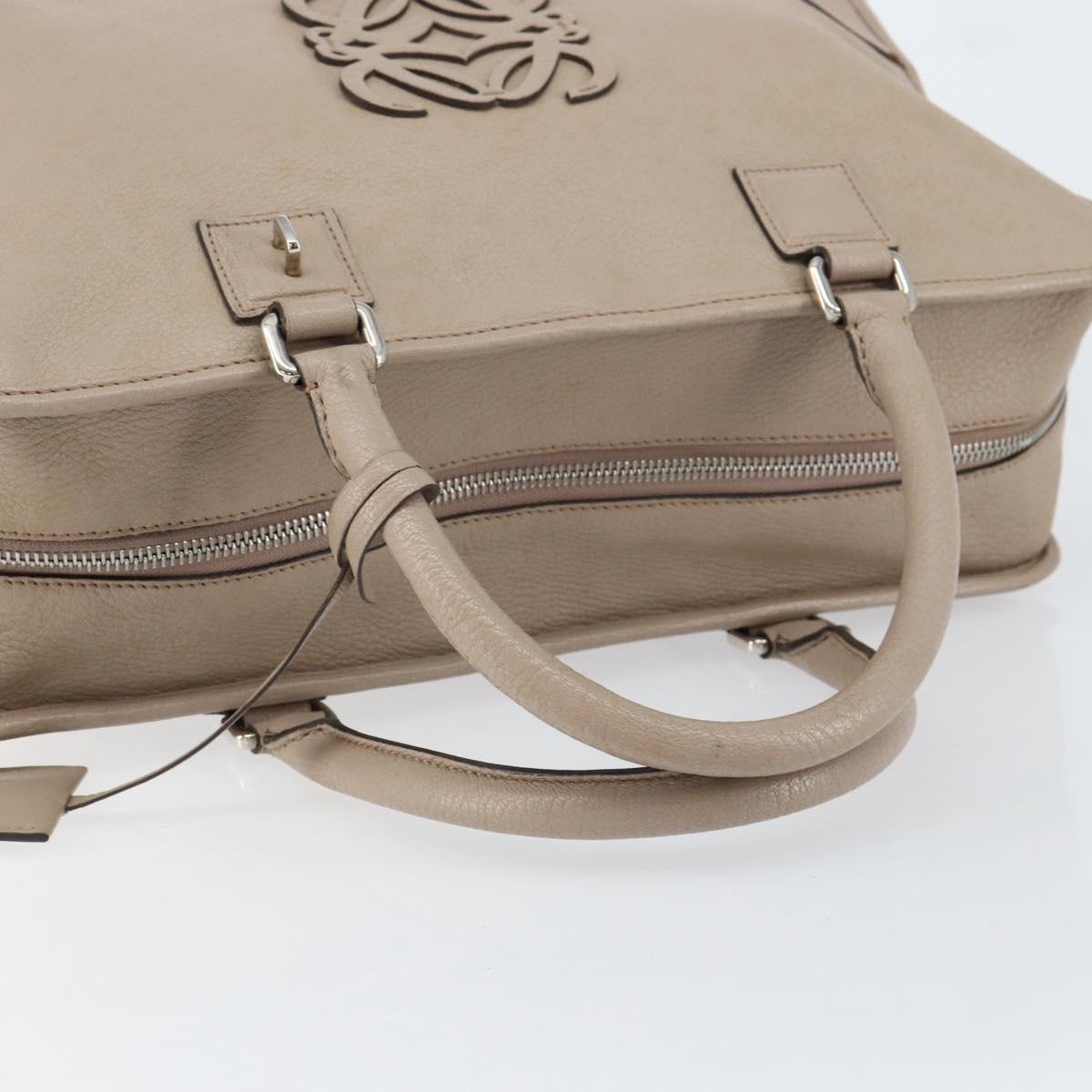 LOEWE Anagram Amazona 36 Hand Bag Leather Gray Silver Auth ep12046