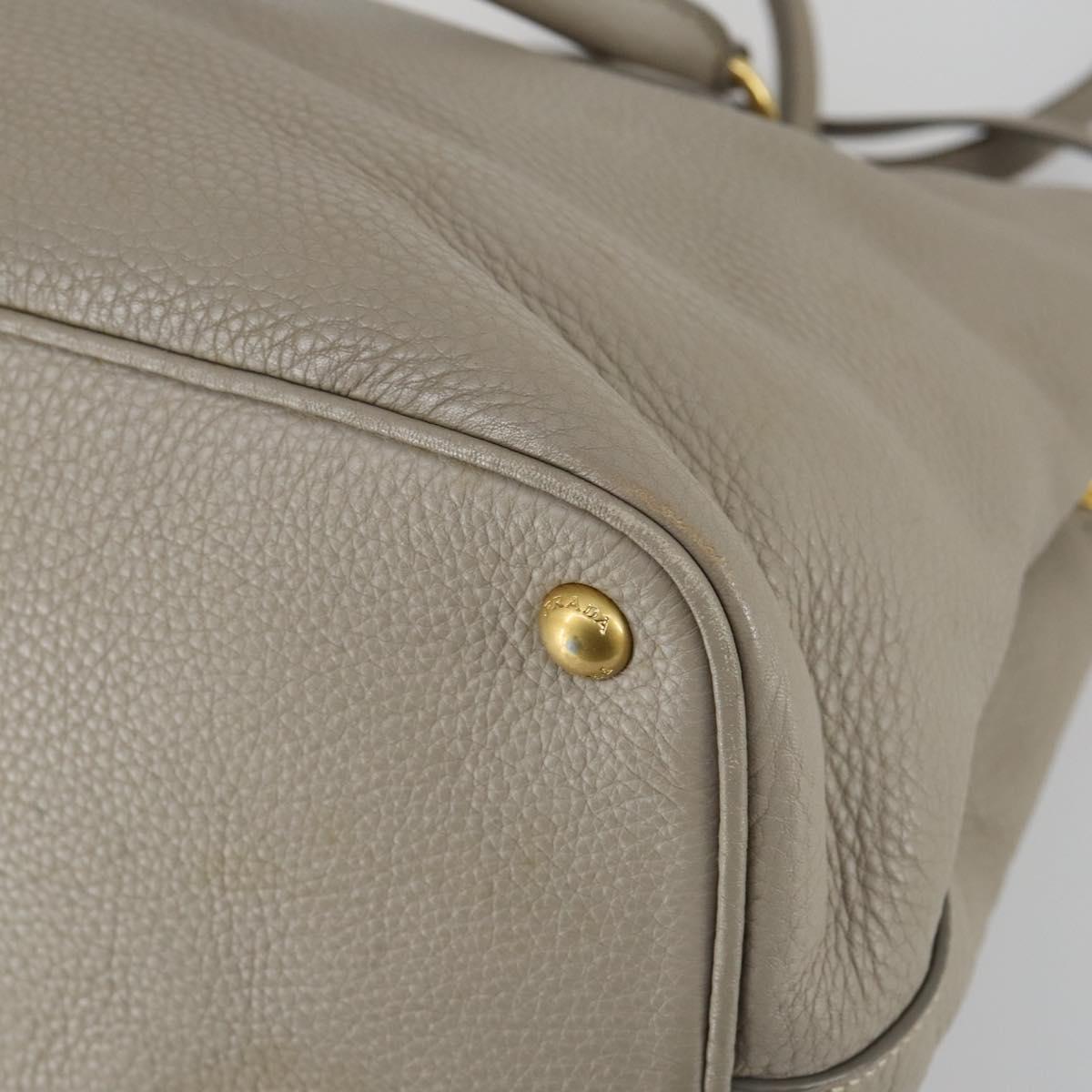PRADA Hand Bag Leather 2way Gray Gold Auth ep12049