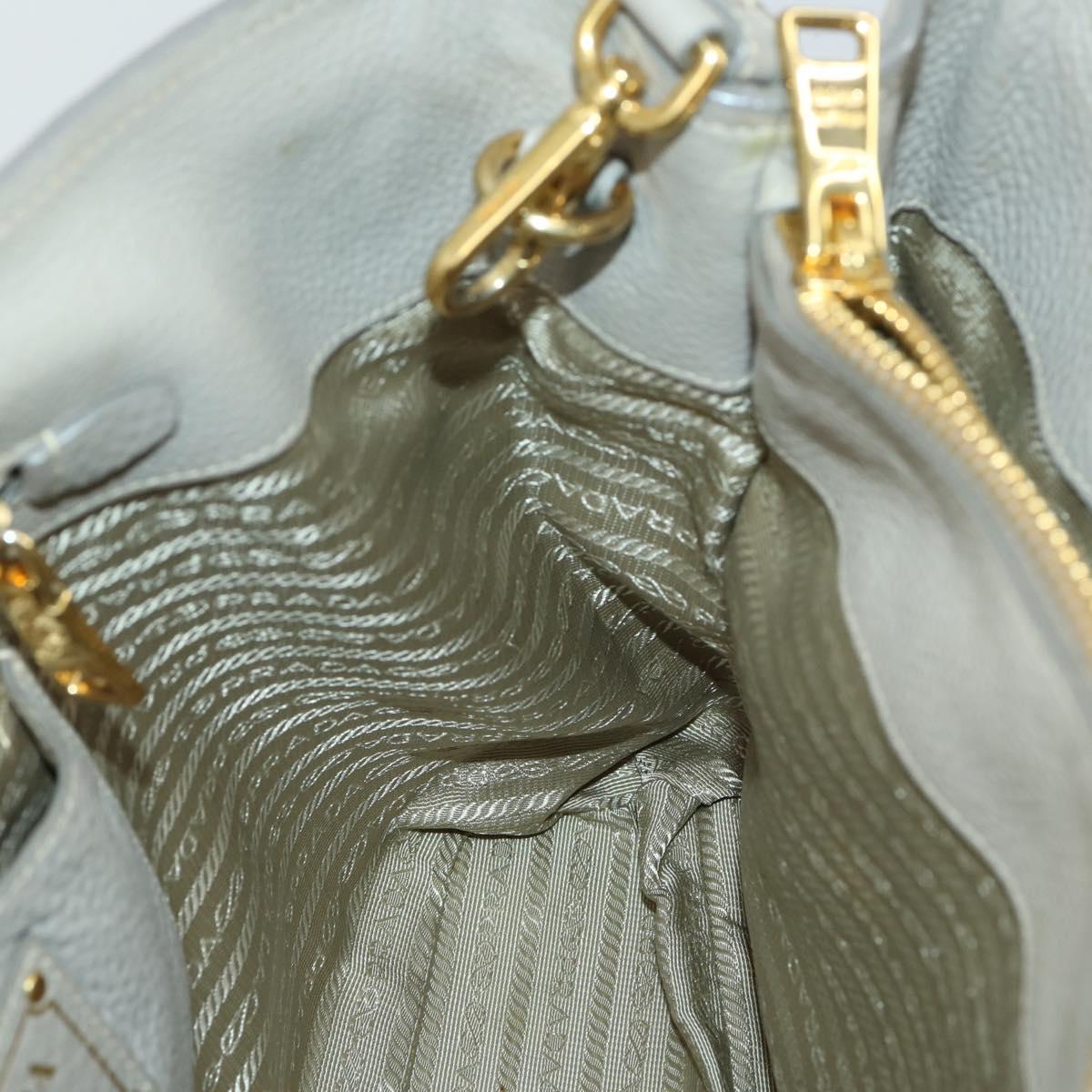 PRADA Hand Bag Leather 2way Gray Gold Auth ep12049