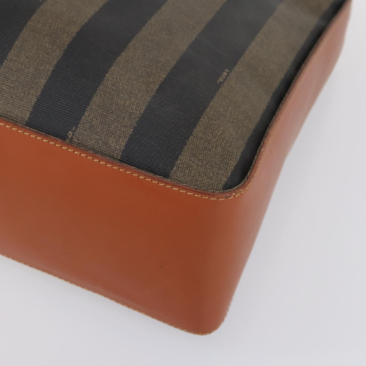 FENDI Pecan Canvas Tote Bag Brown Black Auth ep12054