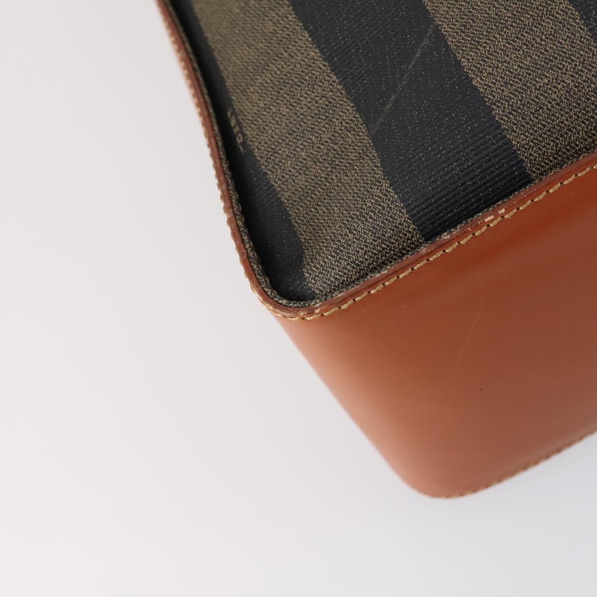 FENDI Pecan Canvas Tote Bag Brown Black Auth ep12054