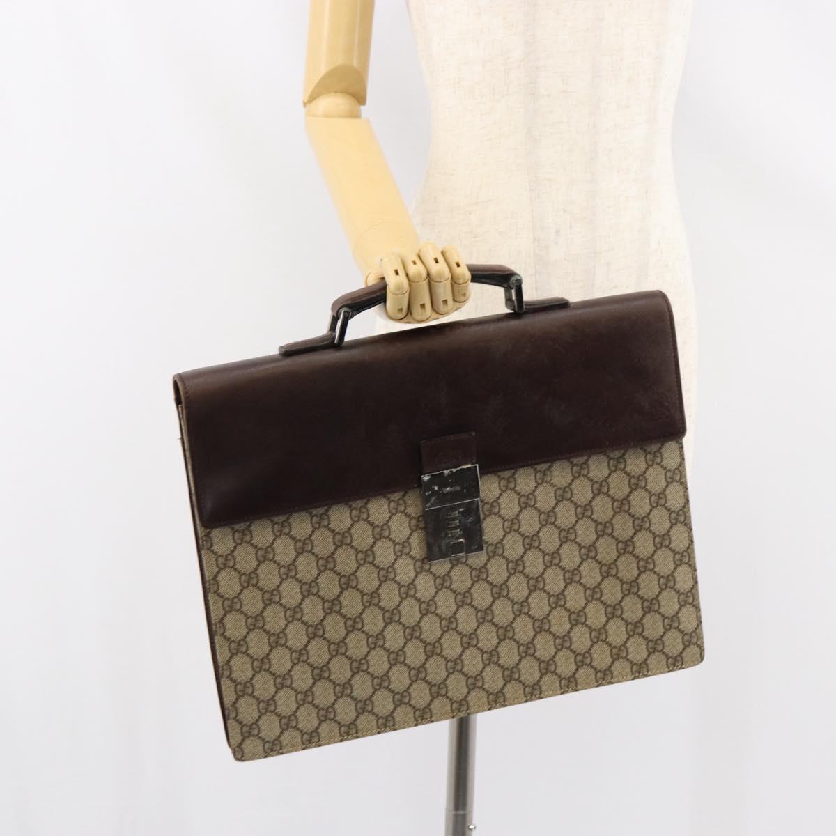 GUCCI GG Supreme Hand Bag PVC Beige Silver 34044 Auth ep12061