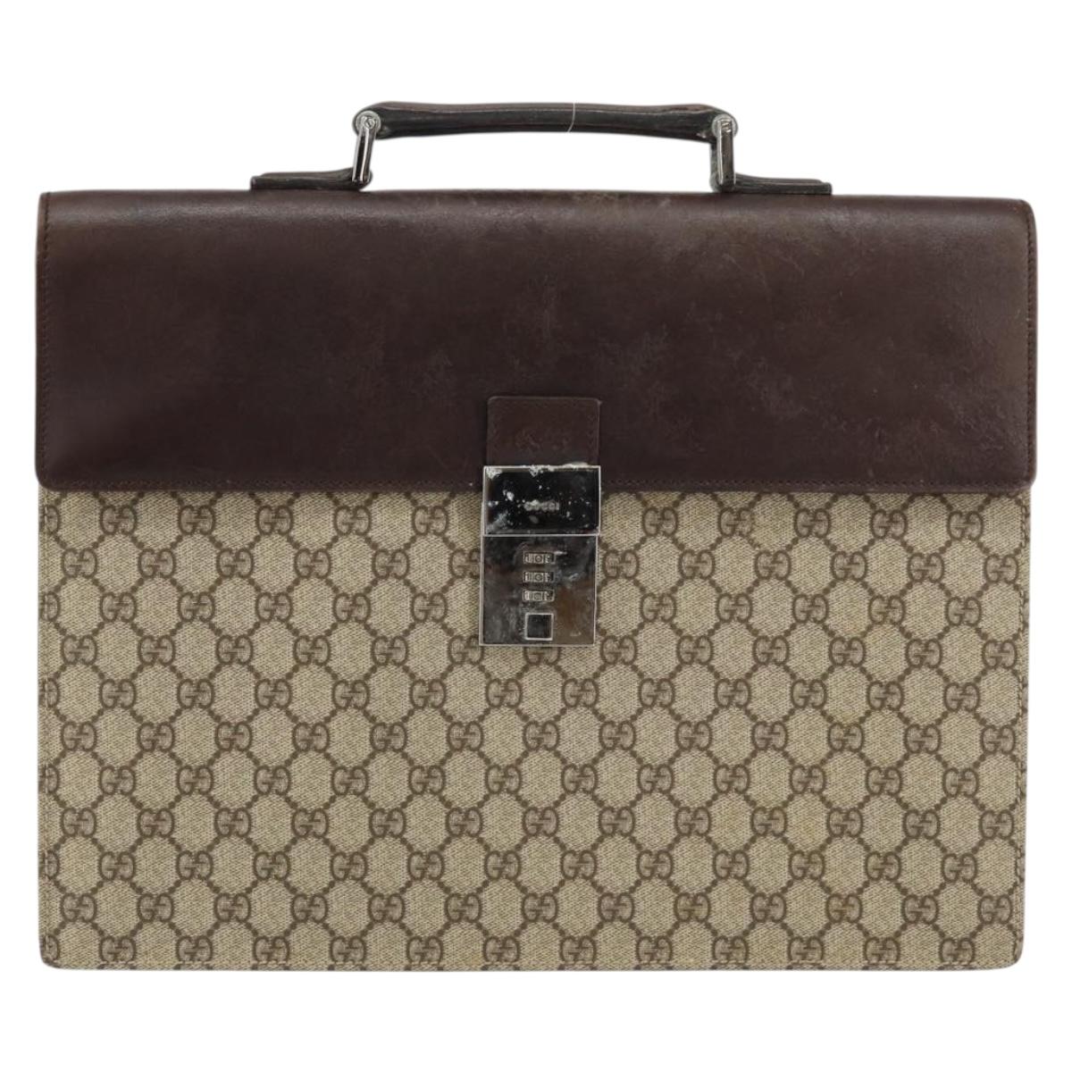 GUCCI GG Supreme Hand Bag PVC Beige Silver 34044 Auth ep12061