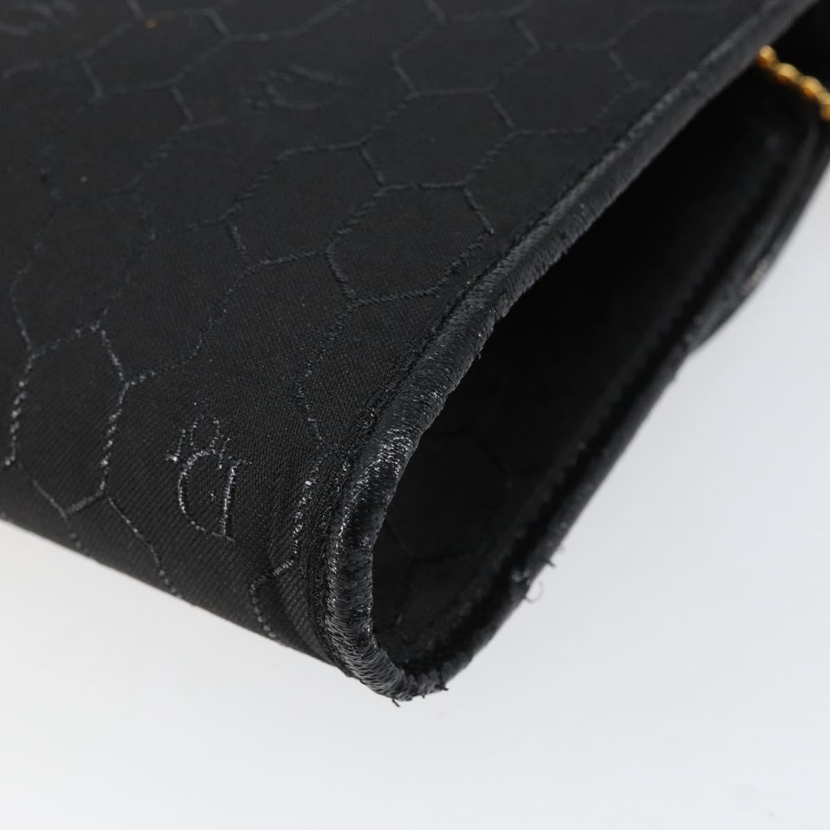 Christian Dior Honeycomb Canvas Chain Shoulder Bag Black Gold Auth ep12064
