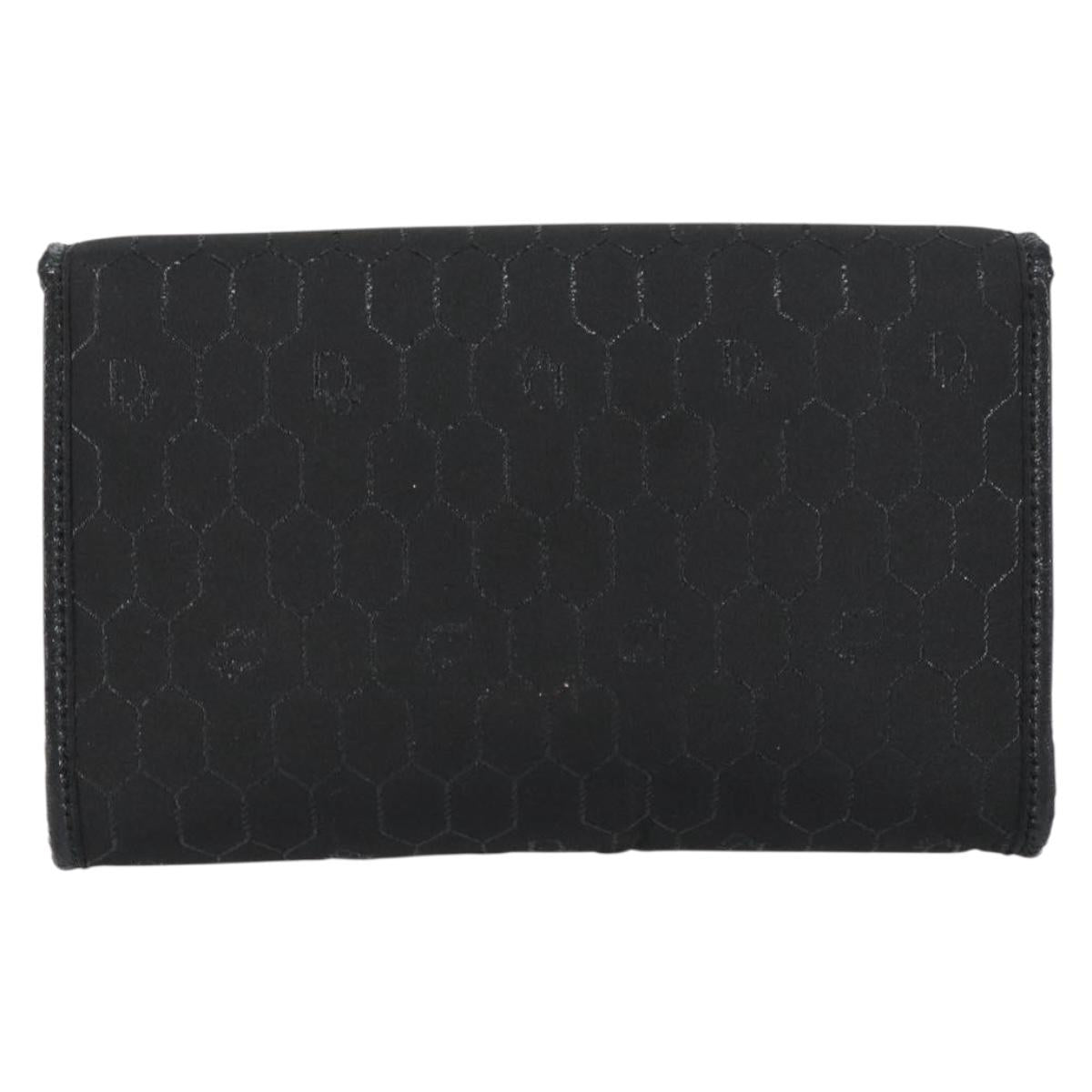 Christian Dior Honeycomb Canvas Chain Shoulder Bag Black Gold Auth ep12064